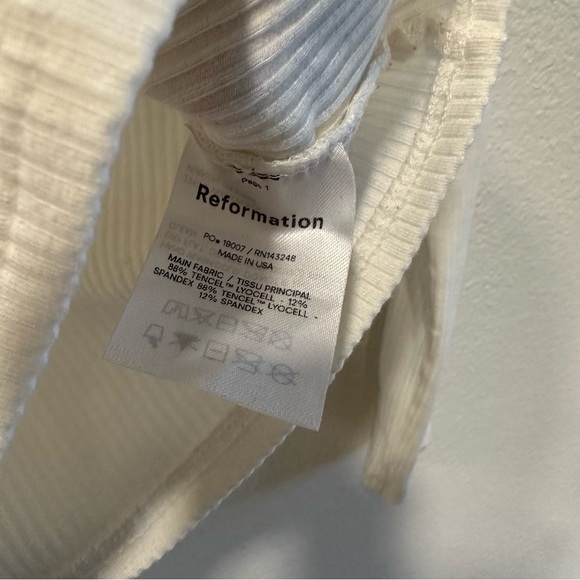 Reformation Virgil White Ribbed Top - Picture 3 of 4